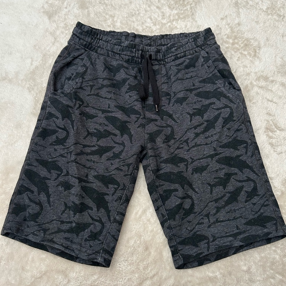Old Navy Boys Black and Gray Shark Print Athletic Shorts